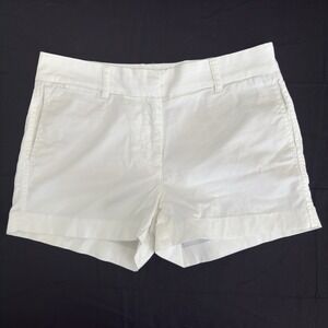J Crew Chino Shorts Womens 2 White Zip Fly 3" Inseam Cotton Stretch Tailored Fit